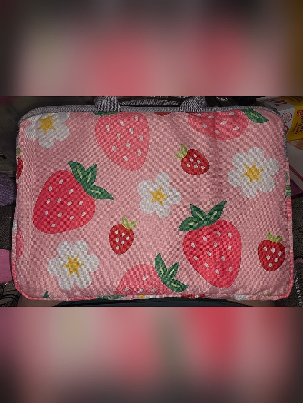 Strawberry Print Laptop Tote Bag